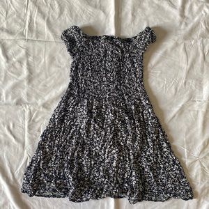 Black flowery shirt dress